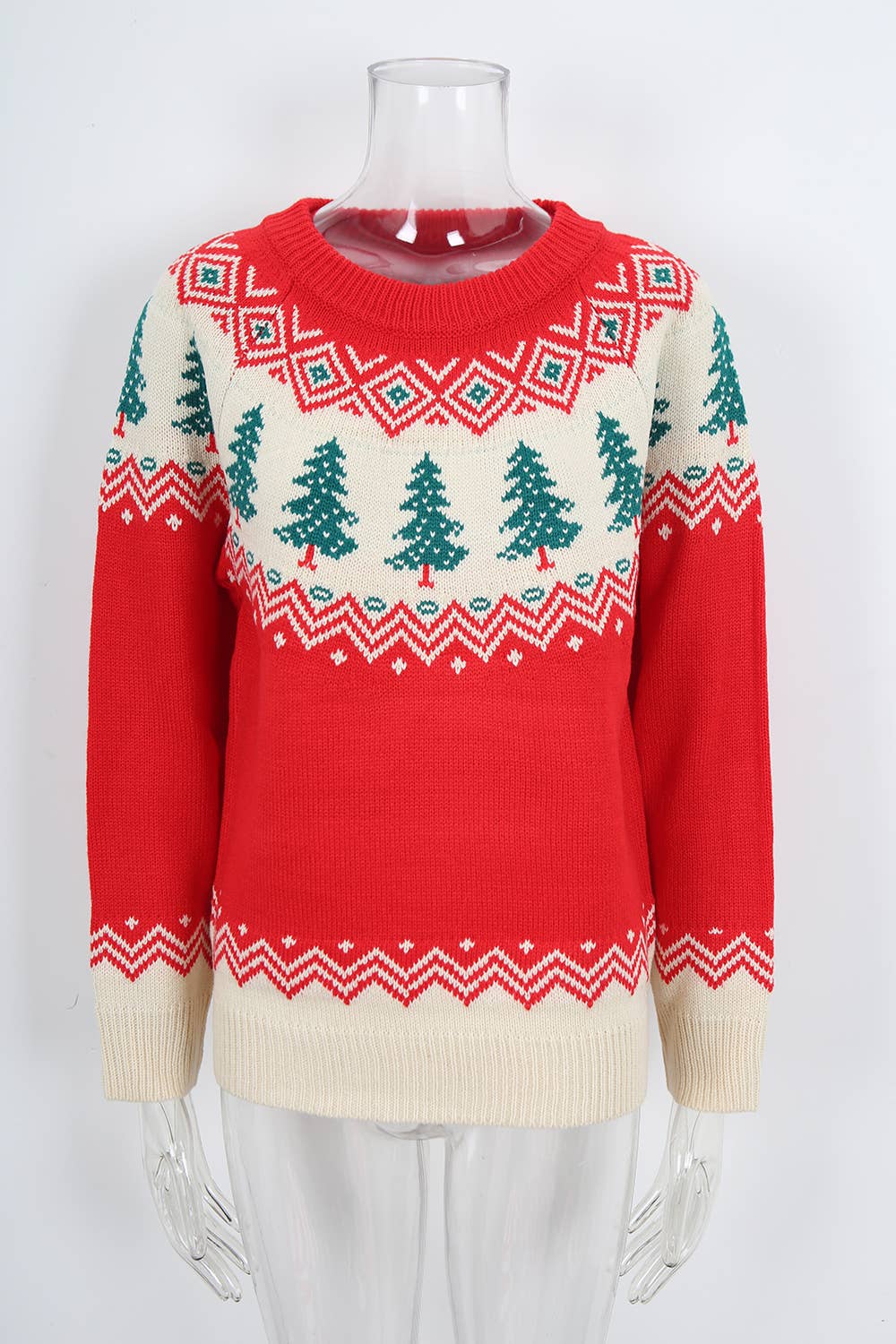 RED Loose long-sleeved knitted Christmas sweater for wholesale on Faire6