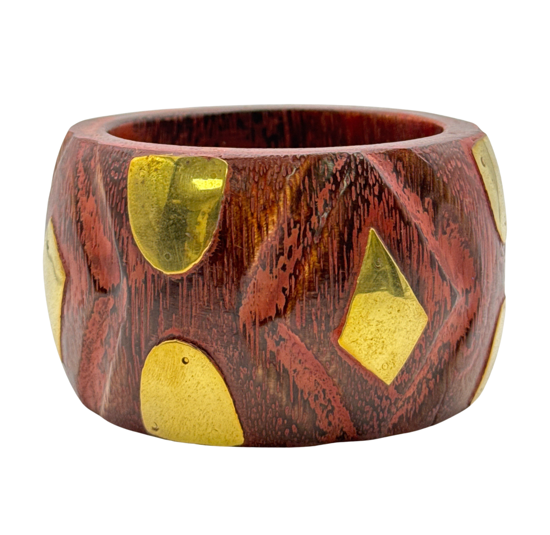 Treasure Jewelry – wholesale Bangle bracelet – Rustic Handcrafted Wooden Bangle with Brass Inlays3