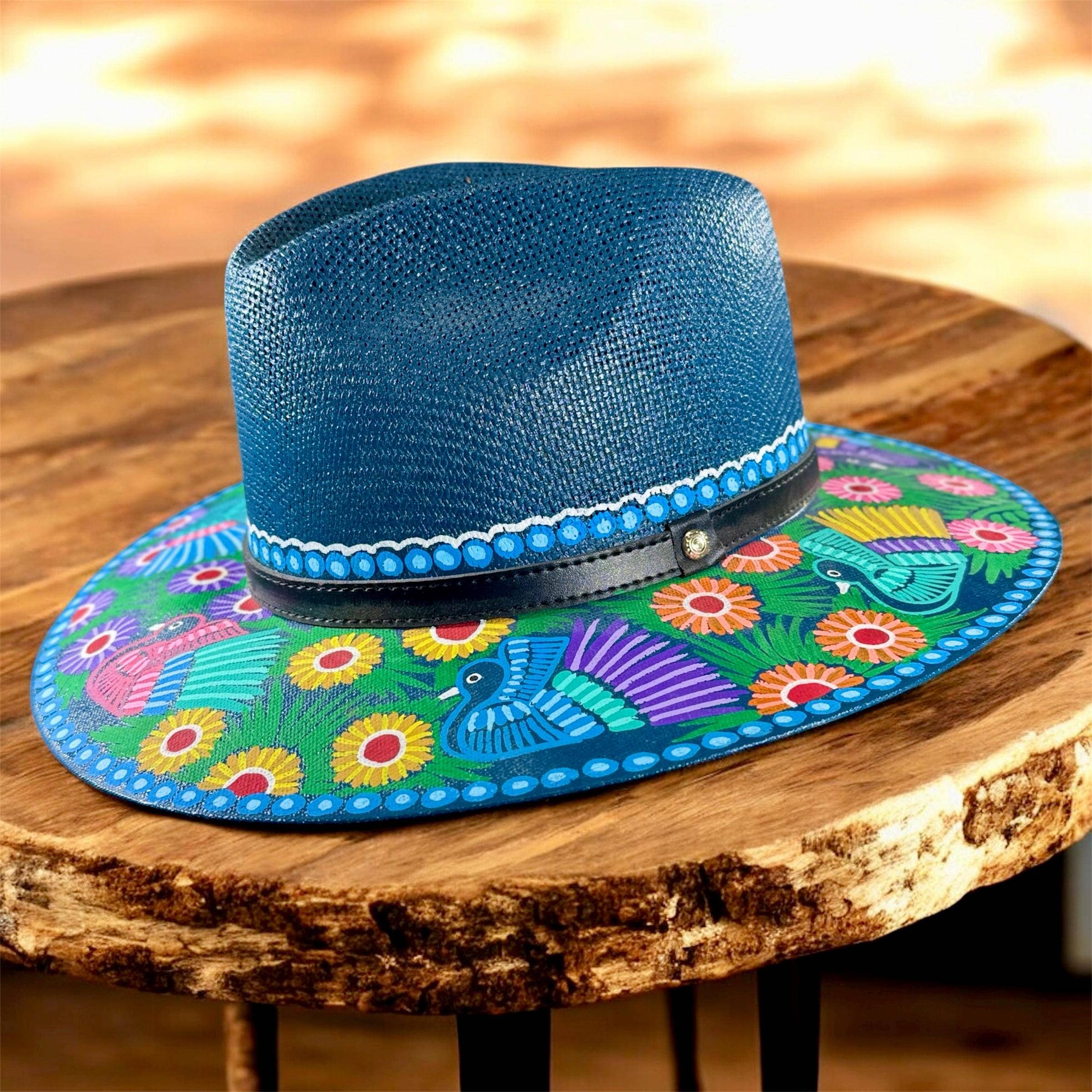 GMCE Global Trading, LLC - Wholesale Fedora - Unisex - Floral Hand-Painted Palm Straw Fedora Hat 16