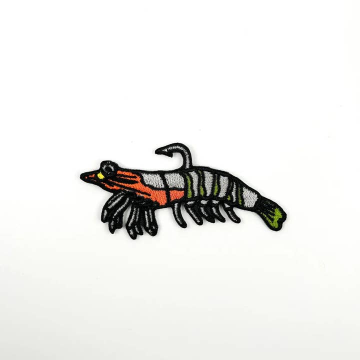 Field Trip Threads - Wholesale Patch - Shrimp Fishing Lure with Hook Embroidered Iron-On Patch Fish1