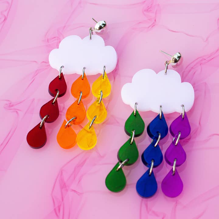 Translucent Pride Rainbow Earrings for wholesale by Sunshine Studio
