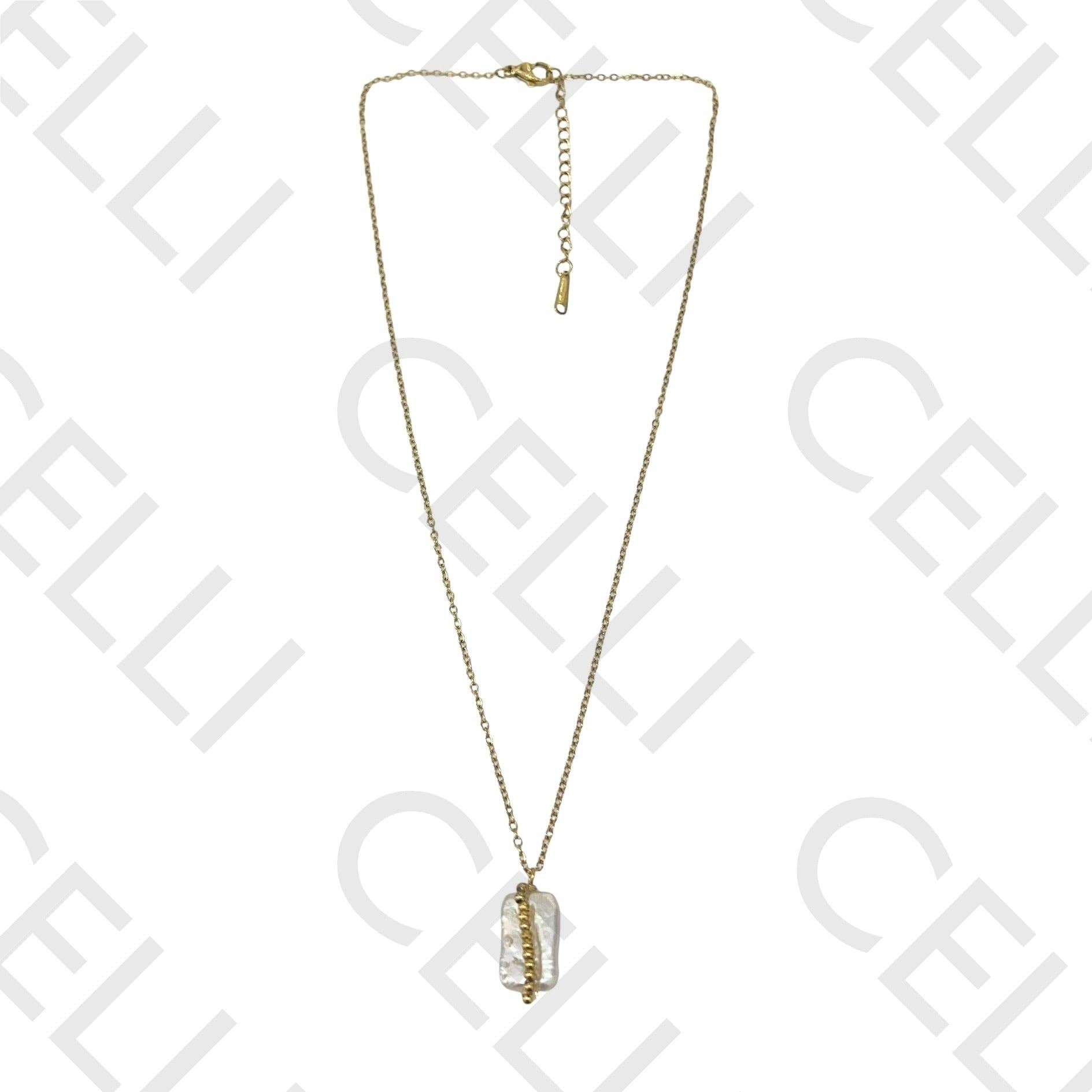 Celli Biju – wholesale Stora halsband – Stålstjärt - fyrkantig pärla med naturstenar3