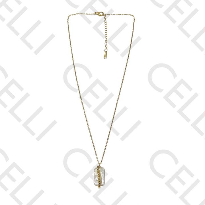 Celli Biju – wholesale Stora halsband – Stålstjärt - fyrkantig pärla med naturstenar3