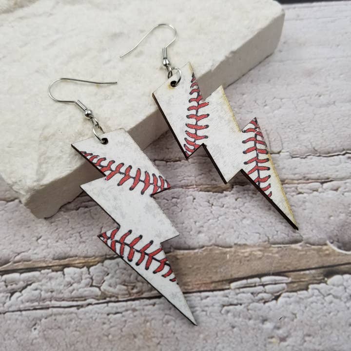 Lightning Baseball Earrings for wholesale by Treasure Wholesale