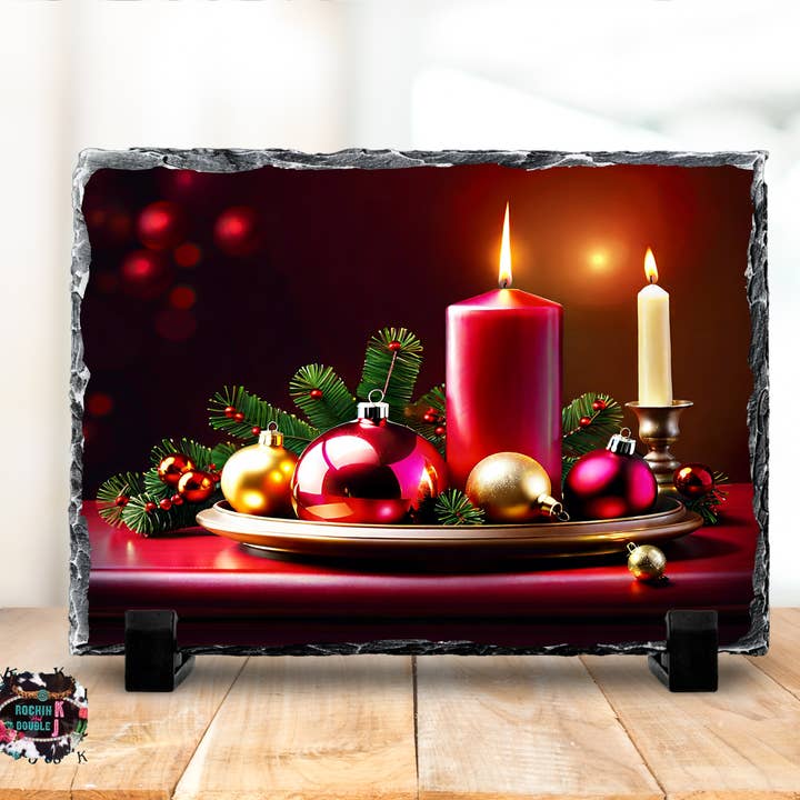 Christmas Ornament Rock Photo Slate for wholesale by Rockin K and Double J