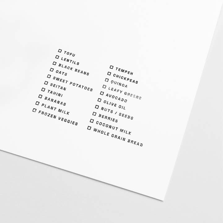 Vegan Grocery List Stamp for wholesale by The Design Craft