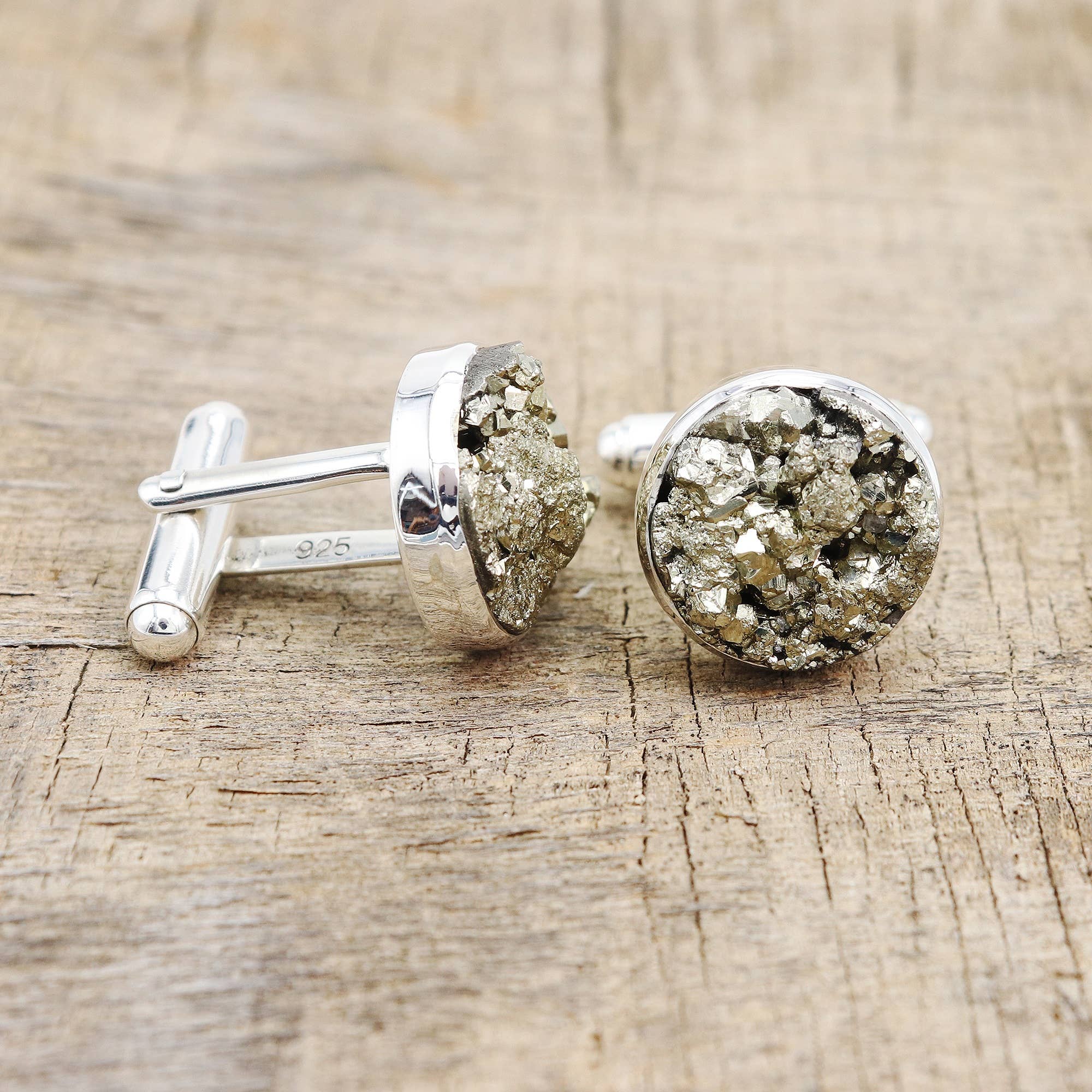 Jay Jools - Wholesale Cufflinks - Raw Pyrite Cufflinks: 925 Sterling Silver Handmade Jewelry7