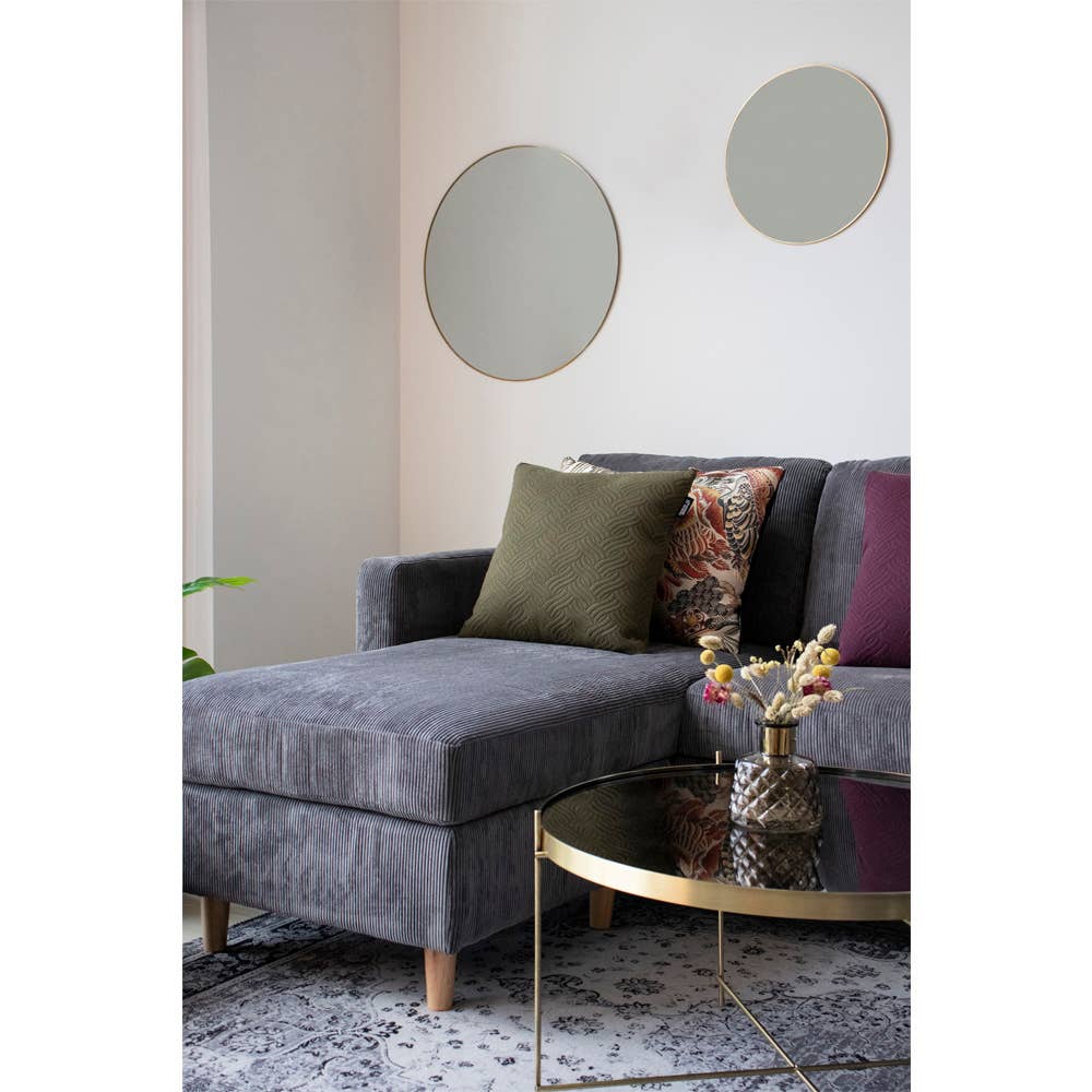 Brass Look Jersey Mirror - Spiegel met frame in koperlook Ø60 cm voor groothandel op Faire3