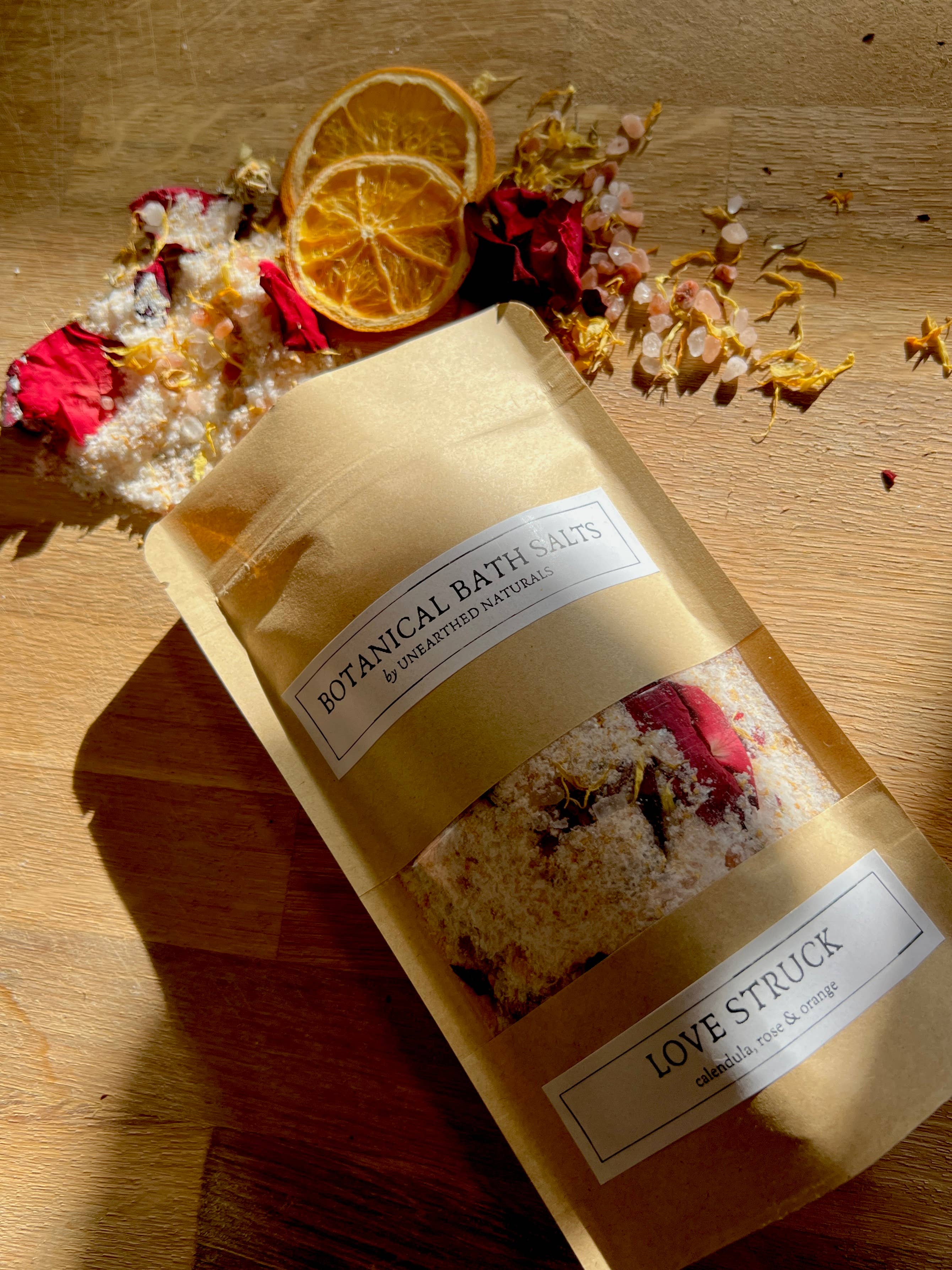 Unearthed Naturals - Wholesale Bath Salts - Love Struck - Calendula, Rose, & Orange Bath Salts | 10 oz 8