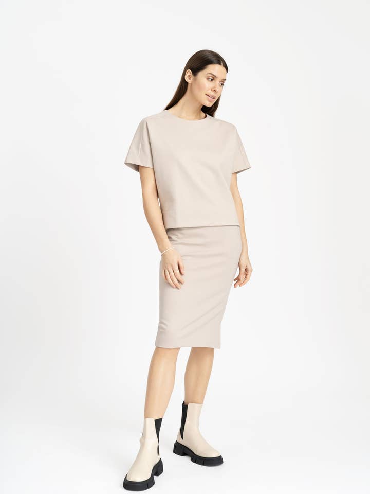 Women's Cotton Skirt with Side Slit for wholesale by linenease