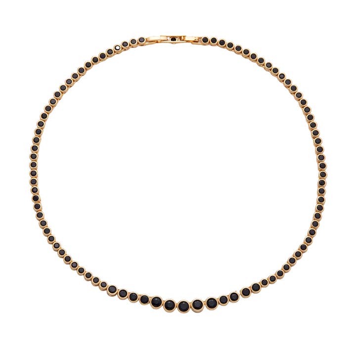 Sort CZ Rund Bezel Gradient Tennis Kæde 16 Tommer NC-21WA4058 for engroshandel hos Simply Jewels