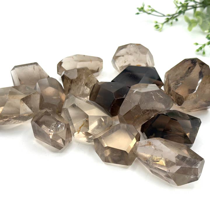 Meraki Gemstones - Wholesale Spiritual Stone/Crystal - Smoky Quartz Faceted Free Forms - BRAZIL1