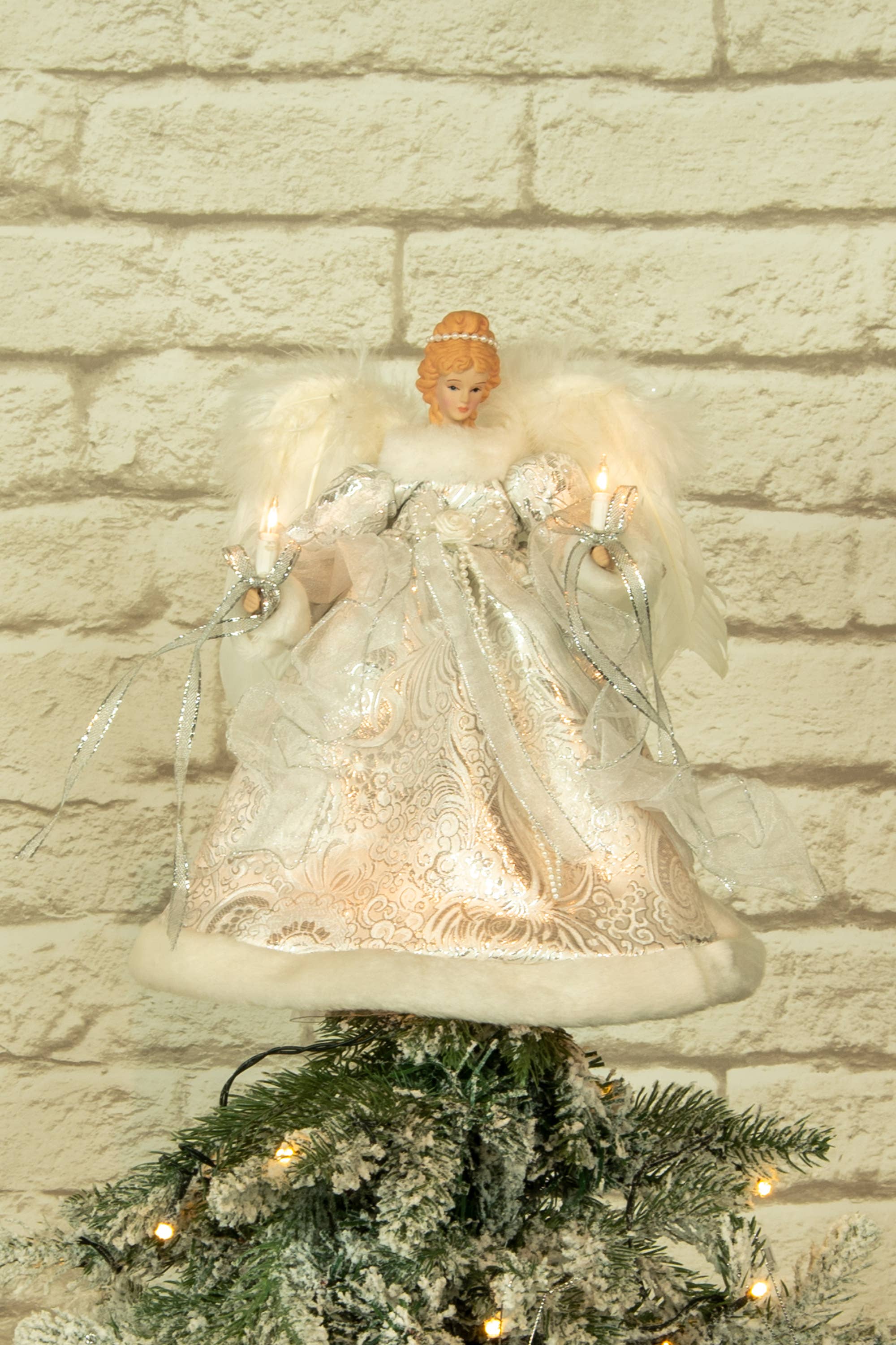 Starlight Collection - Wholesale Tree Topper - Silver/White 10-Light Vintage Angel Tree topper5
