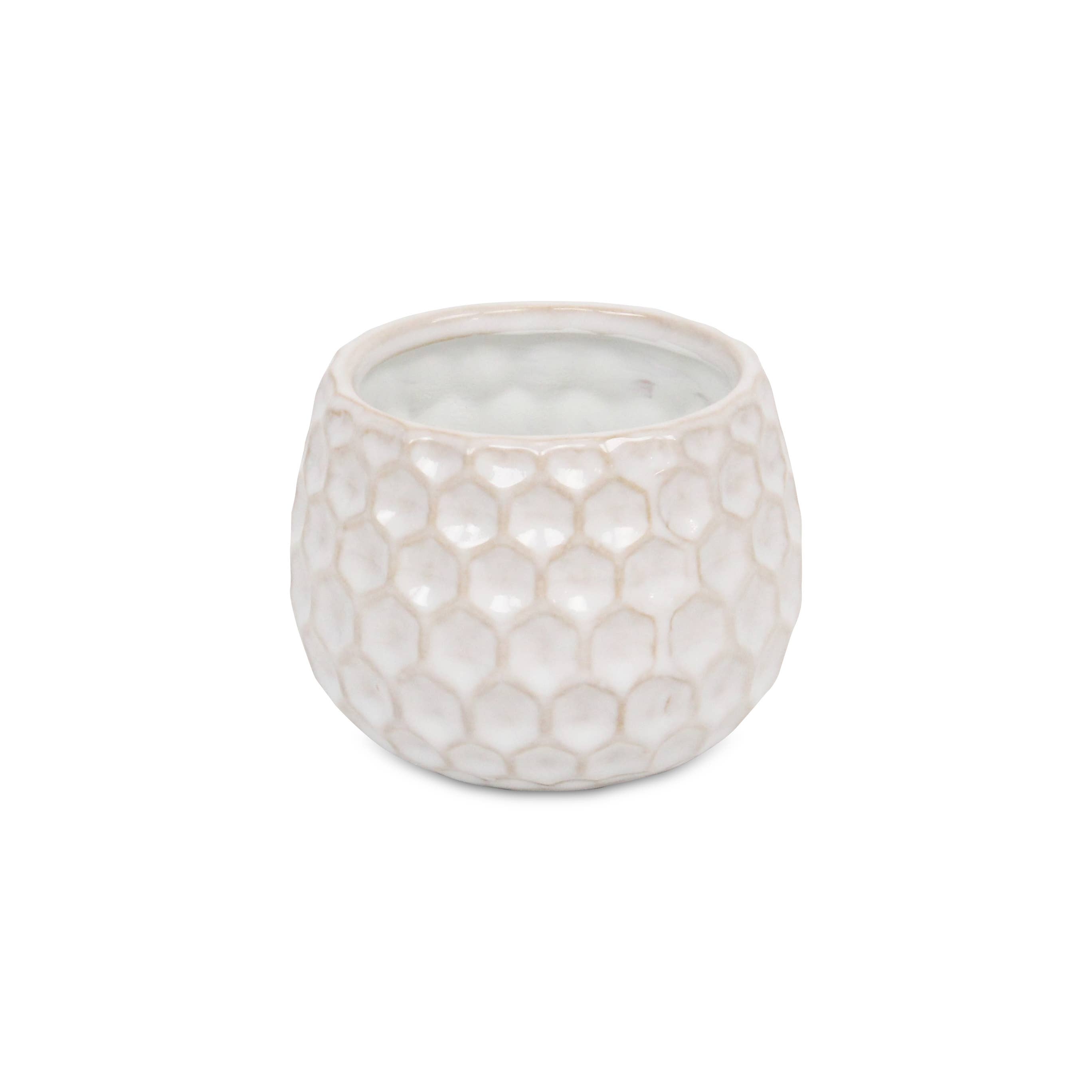 Cheungs Home Decor – Vaso de plantas por atacado – Vaso de cerâmica branco com padrão hexagonal12