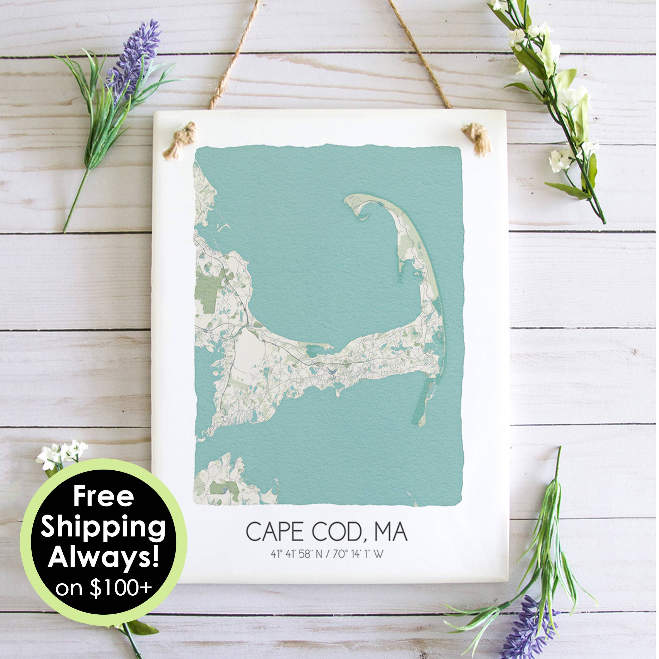 Sparks House Co. - Wholesale Sign - Cape Cod Massachusetts Map Tile Sign - Ceramic Tile Sign5