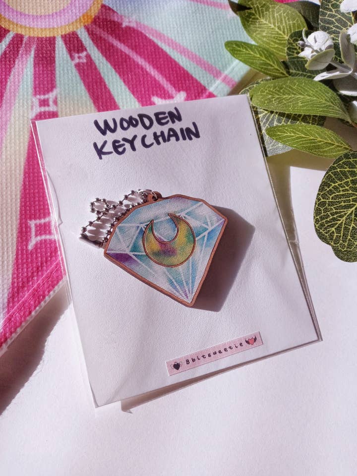 Wooden Sailor Moon Crystal Diamond Keychain for wholesale by 8bitsweetie