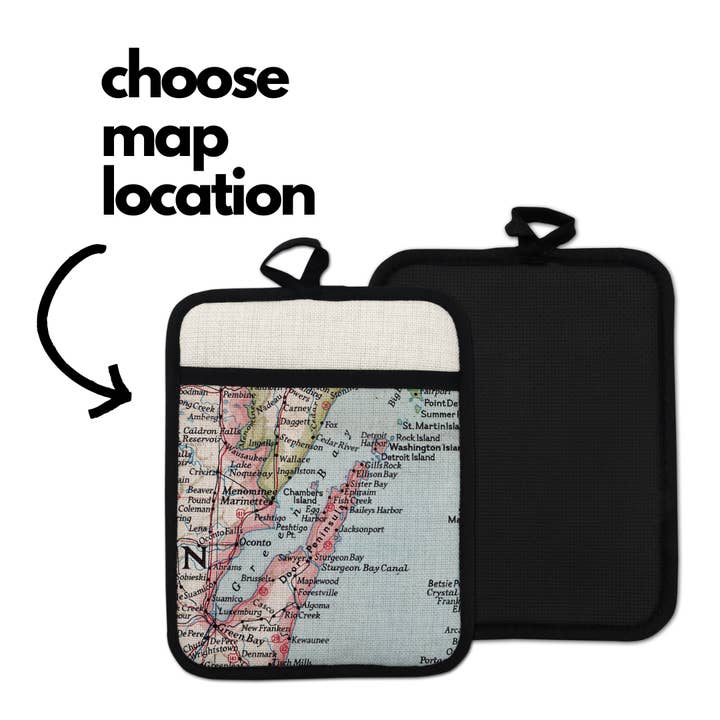 Custom Map Hot Pad Personalized Pot Holder Trivet any Town for wholesale by Daisy Mae Designs