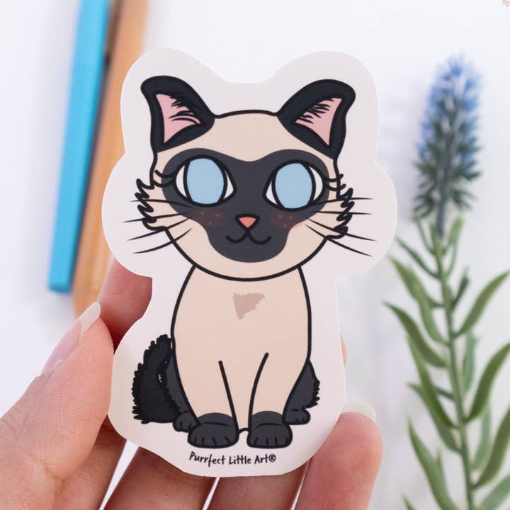 Siamese Cat Sticker | Söt klistermärke | Kattälskare för wholesale av Purrfect Little Art