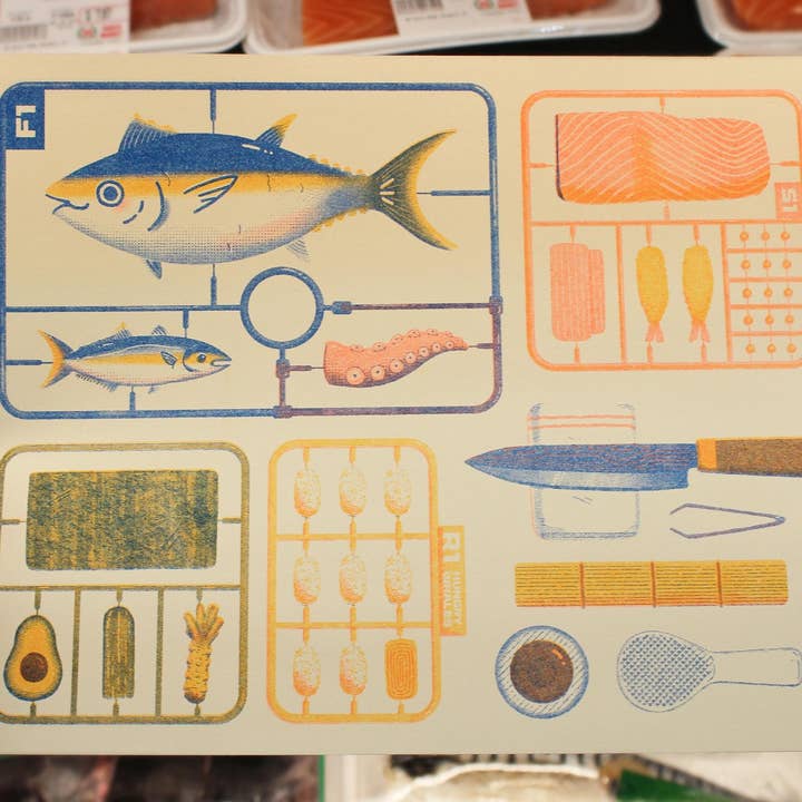 3-Color Sushi Model Kit, Plastic Omakase, Ages 14+ for wholesale by HungryWhales