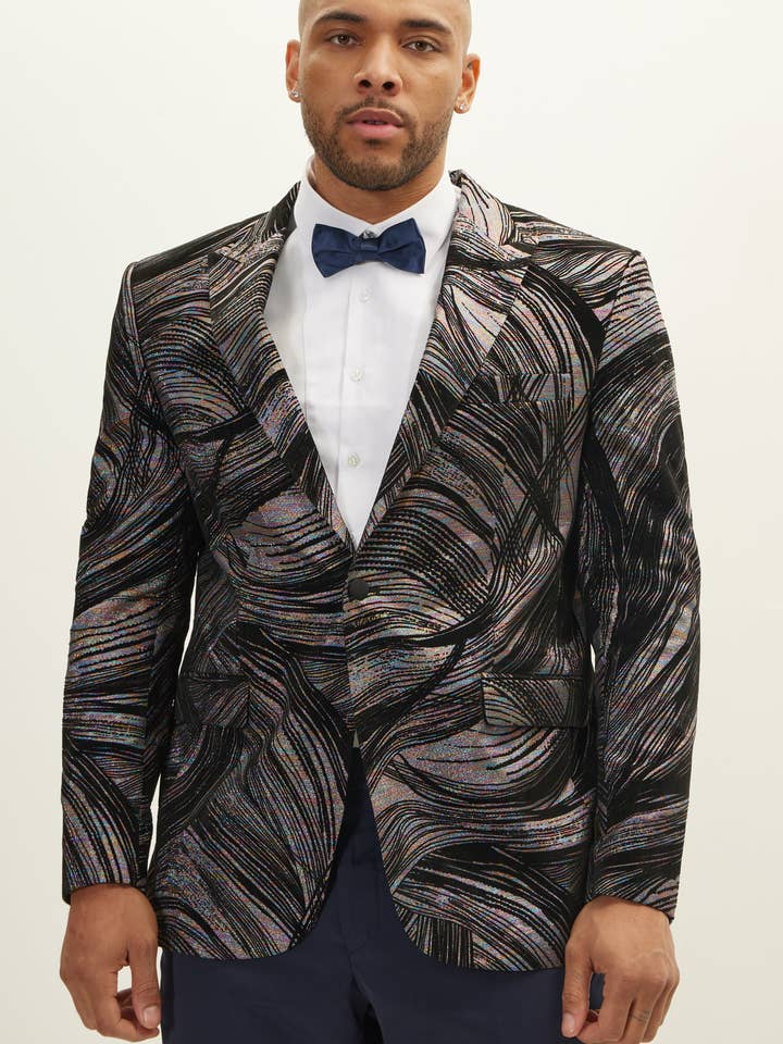 Men's Cascading Peak Lapel Tuxedo - Rainbow for wholesale by Ron Tomson