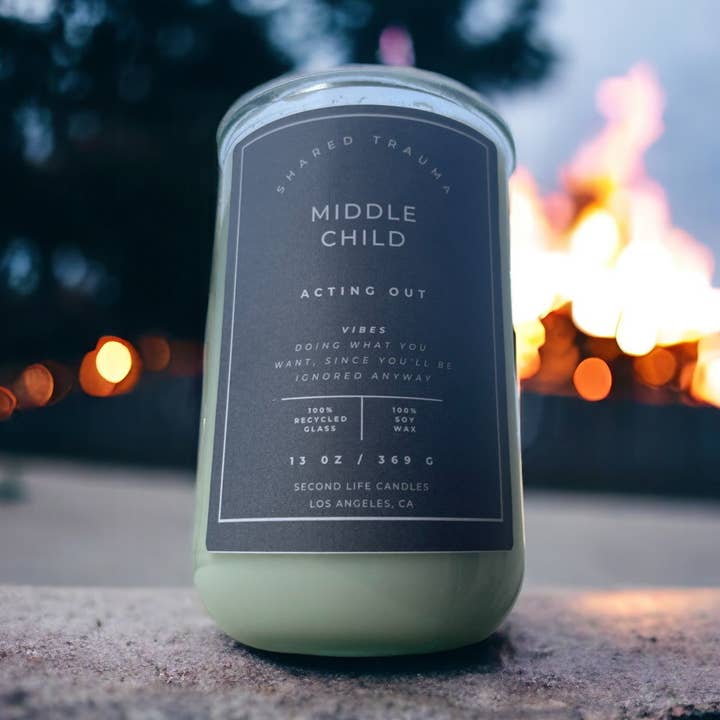 Shared Trauma: Middle Child Candle - 12.5 Oz, Crackling Wood Wick for wholesale by Second Life Candles