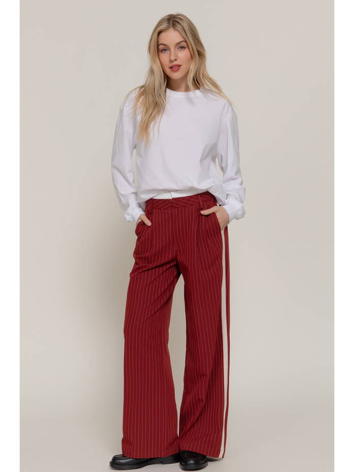 Active Basic | Active USA - Wholesale Pants - Women's - Side Stripe Detail Y/D Stripe Long Pants15