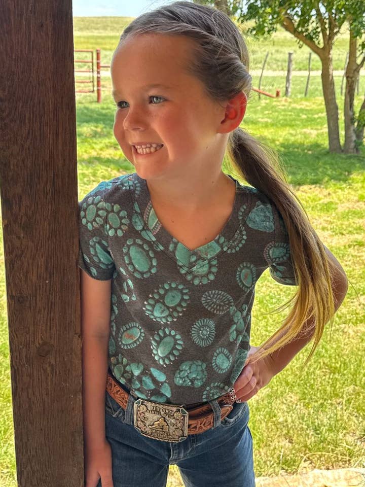 Forever In Turquoise Kids V Neck Tee for wholesale by Sterling Kreek