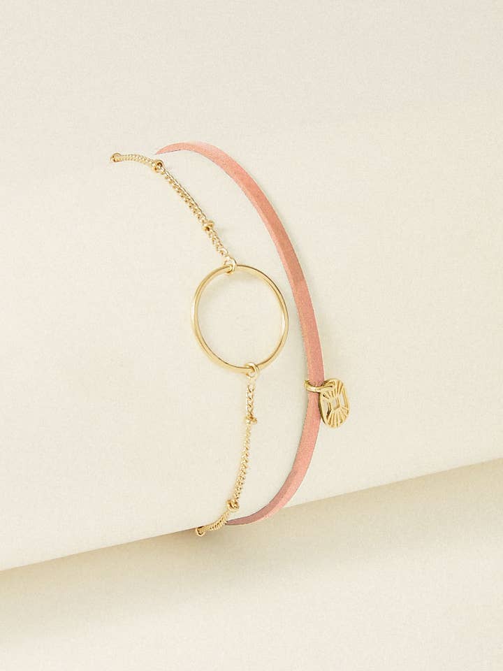 Leather bracelet with chain - Lola for wholesale by FlowersforZoe