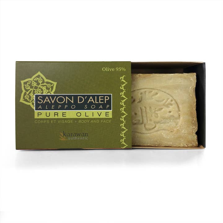 Karawan Authentic – sabonete sólido por atacado – SABONETE ALEPPO AZEITONA PURA 95% - CAIXA DE BAINHA - 200G - POR 24