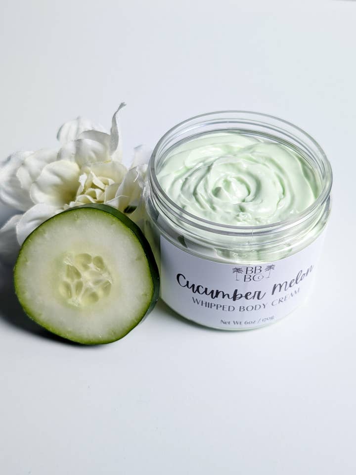 Cucumber Melon Whipped Body Cream for wholesale by Beachy Bubbles Bath Co