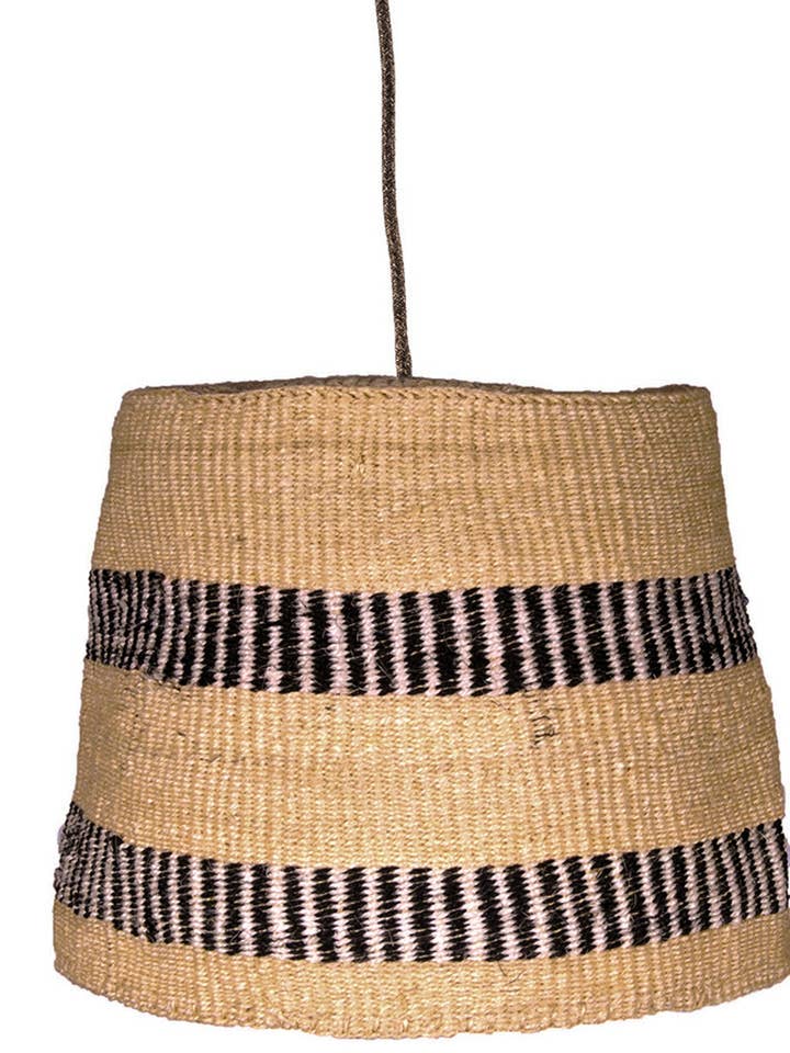 MADINI: Black/Natural Patterned Pendant Shade for wholesale by The Basket Room