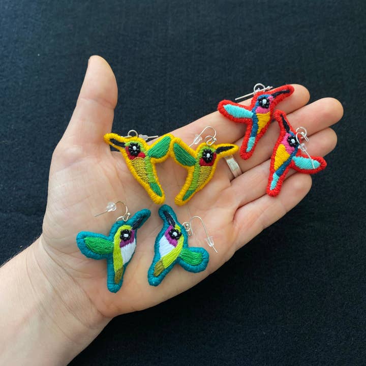Geborduurde Kolibrie Oorbellen voor wholesale door SWIETstuff