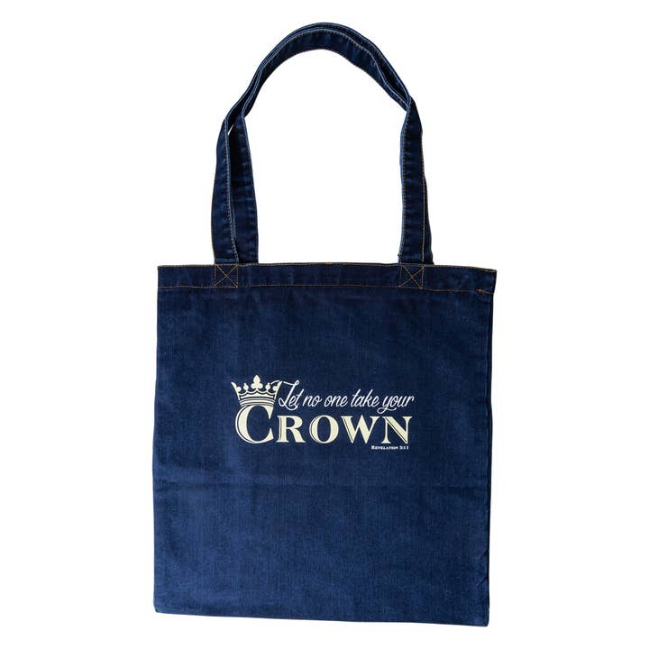 Denim Tote - No One Take Your Crown for wholesale by Divinity Boutique