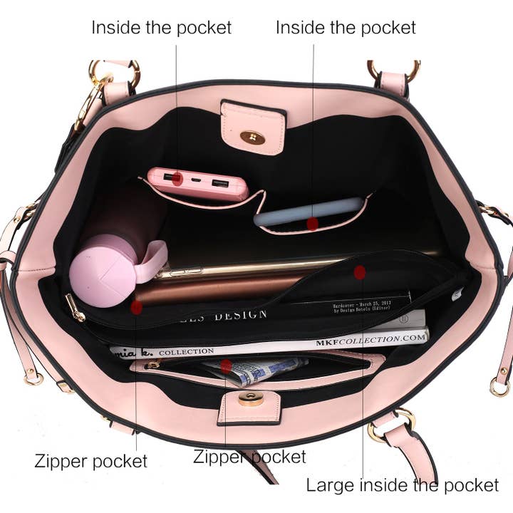 MKF Collection – wholesale Tote bag – Women's – Kioea Tote Hanbag, Wallet And Keyring Set Women by Mia k16