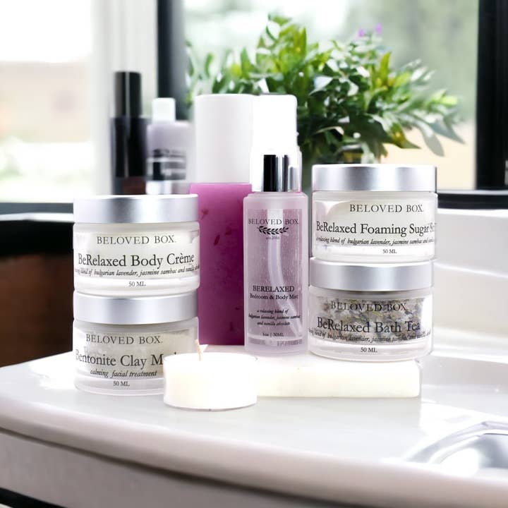 BeRelaxed Self-Care Box with Self-Love Coaching Workbook for wholesale by BeLoved Box