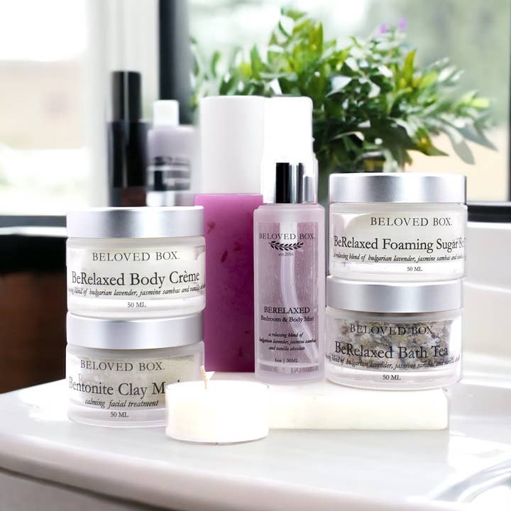 BeRelaxed Self-Care Box with Self-Love Coaching Workbook for wholesale by BeLoved Box