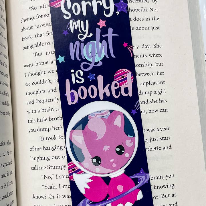 Sorry My Night Is Booked Space Kitty Bookmark for wholesale by Erin Decker Creative