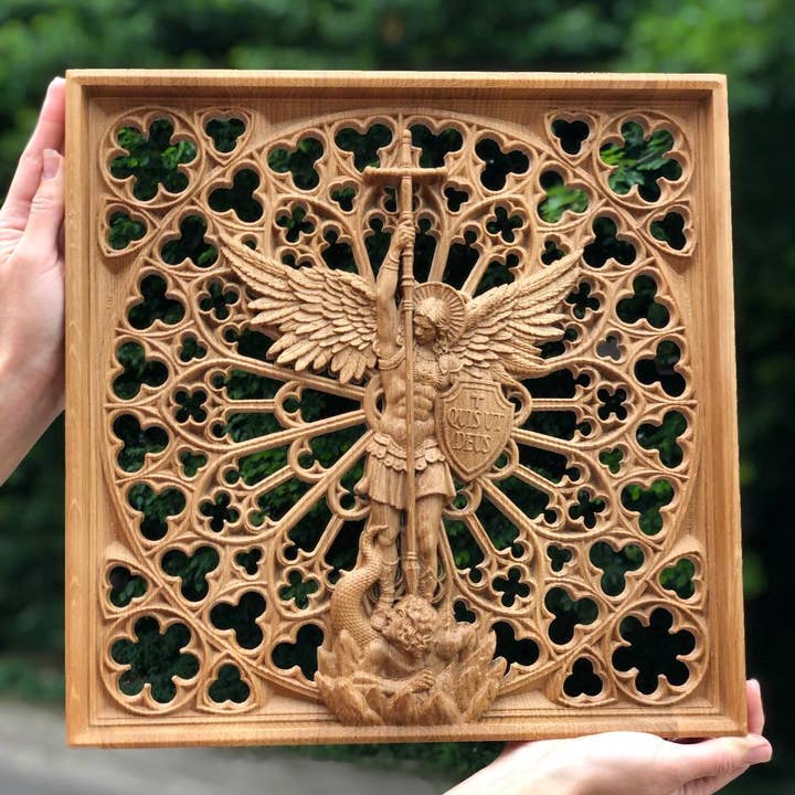 KozakWorkshop – Engroshandel 3D-vægkunst – Ærkeenglen Michael kristen håndlavet dekoration personlig gave22