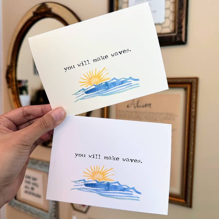 Alison Rose Vintage – Engroshandel Opmuntringskort – du vil gøre bølger kompliment kort med sol og hav2