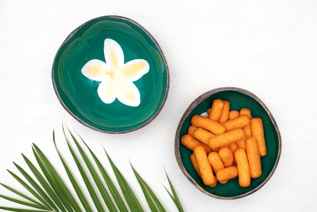 Niu Coconut by Pacific Spirit - Wholesale Decorative Plate/Dish/Bowl - Coconut bowl frangipani1