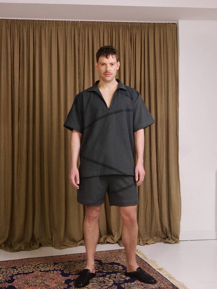 Dark grey shorts in sustainable terry cotton (unisex) for wholesale by WAY