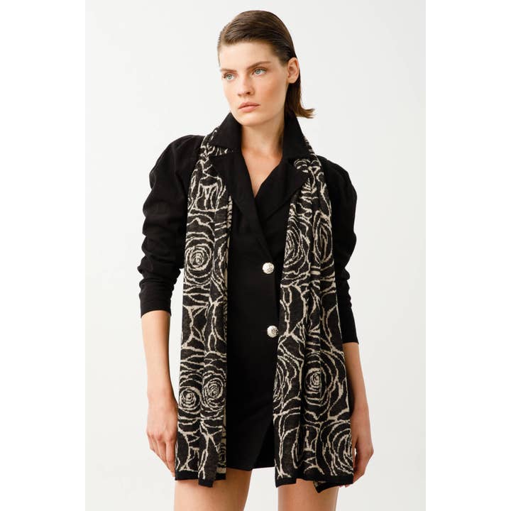 Mohair&Angora – Cachecol - Mulher por atacado – Shawl Mohair Cappadocia Preto-Bege4