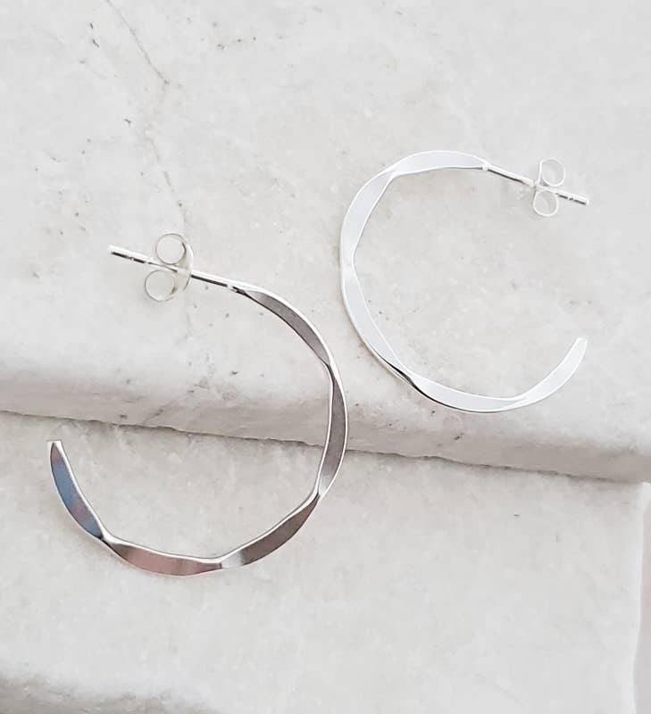 Sosie Designs - Wholesale Hoop Earrings - Silver Hammered Hoops Earrings2