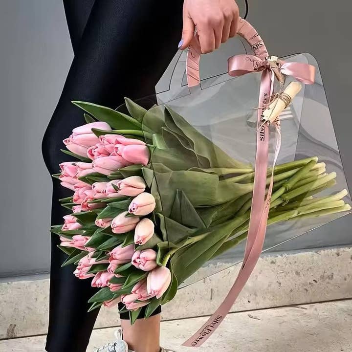 Elegant Design Supply - Wholesale Gift Bag - Viral Clear Flower Bag - Various Styles & Shapes