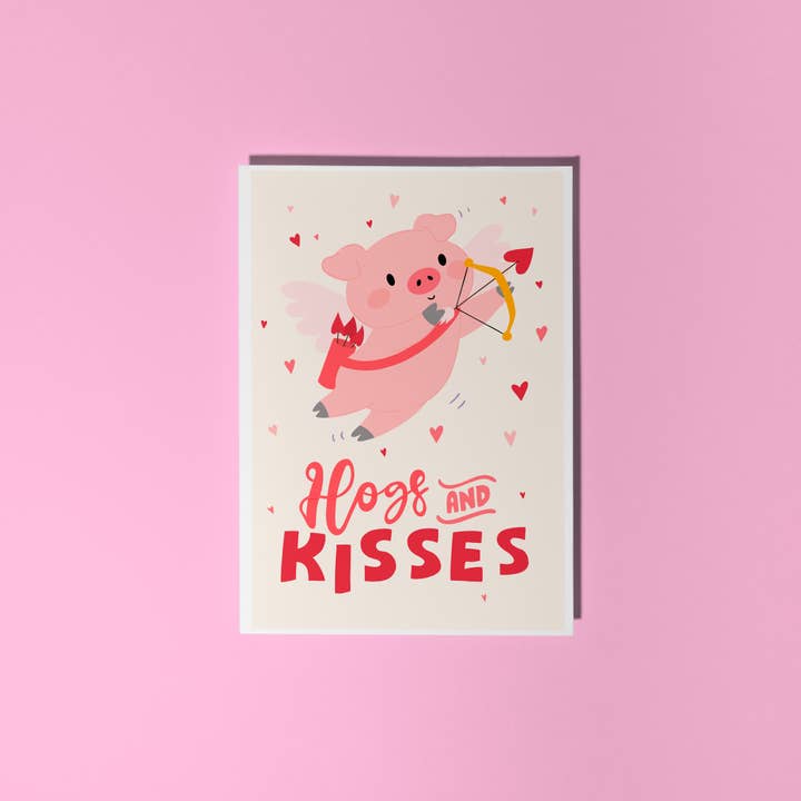 Hogs And Kisses Card | Anniversary or Valentines Card for wholesale by The Happy Badger
