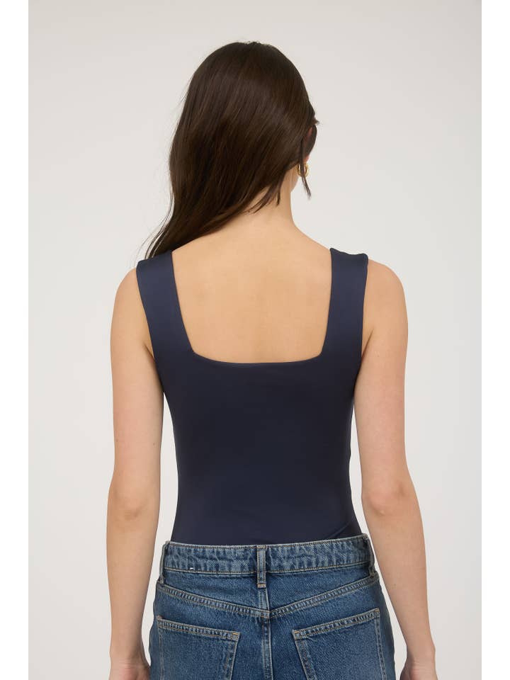 The Workshop Studio - Wholesale Bodysuit - Women's - REVERSIBLE SQUARE NECK KNIT TANK BODYSUIT