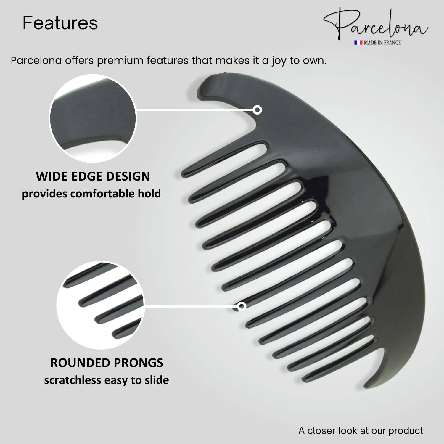 Parcelona - Wholesale Hair Brush/Comb - Parcelona French Alice Large Celluloid 12 Teeth Side Hair Combs for Women 2 Pcs27