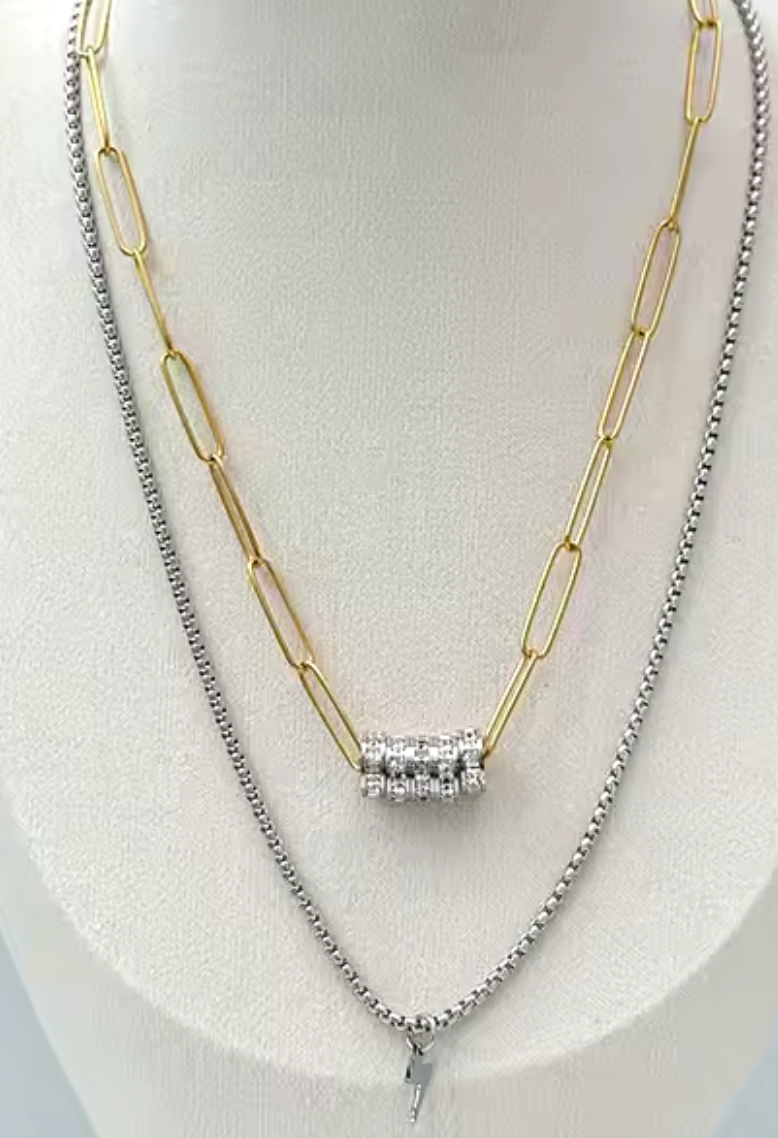 HoopLa – wholesale Link & chain necklace – Mia Paperclip Necklace-Pavé Rings-Stainless Steel- 14K CZ5