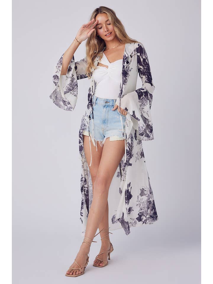 Bluivy - Wholesale Kimono - Women's - FLORAL PRINT RUFFLE KIMONO13