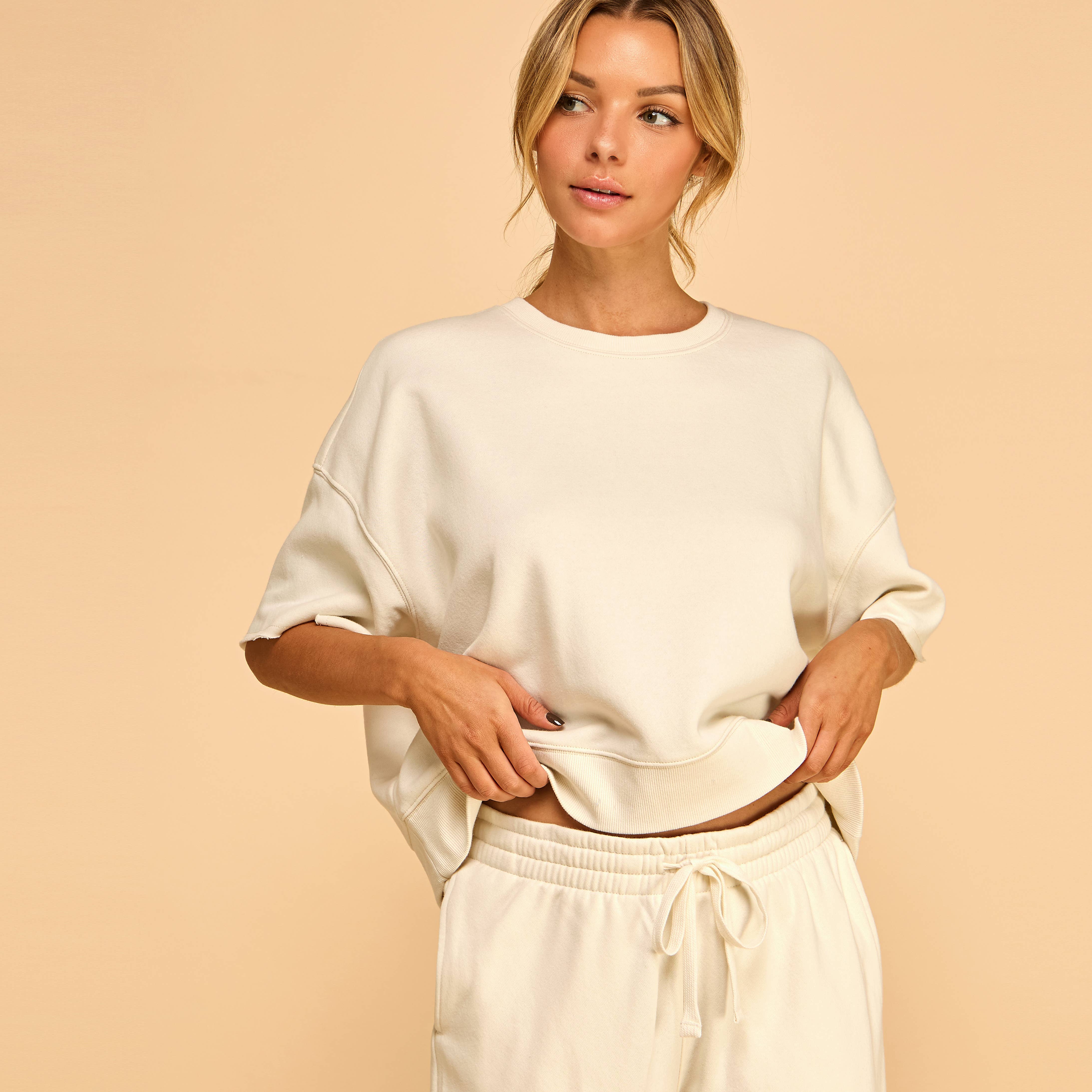 FREEZIA - Wholesale Sweatshirt - Women's - SUPER SOFT SHORT SLEEVE SWEATSHIRT IN FRENCH TERRY-FZ0009-D110